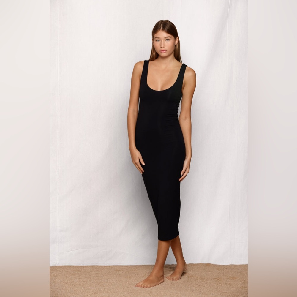 Naked wardrobe Black maxi tank scoop neck bodycon dress size XS
